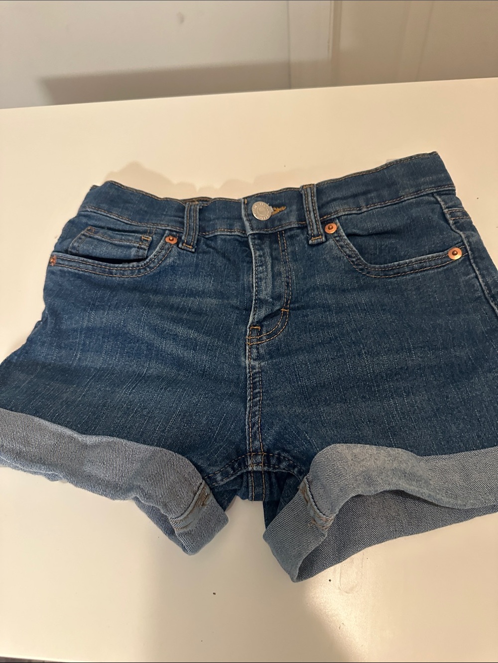 Levi's Dark Blue Girls' Cuffed Denim Shorts